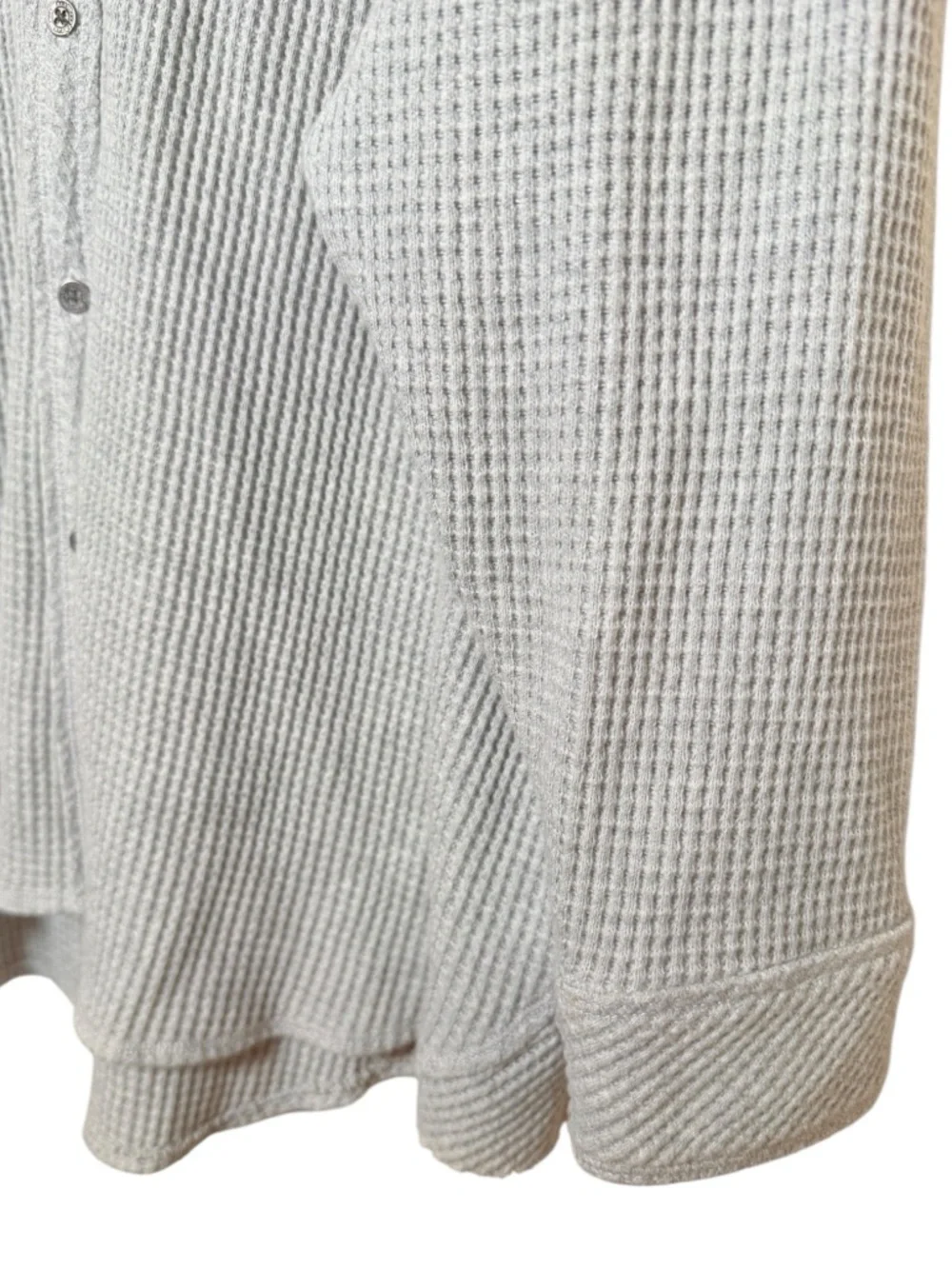 aerie Large LumberJane Waffle Knit Shirt Light Gray Button-Up Shacket - Picture 3 of 10
